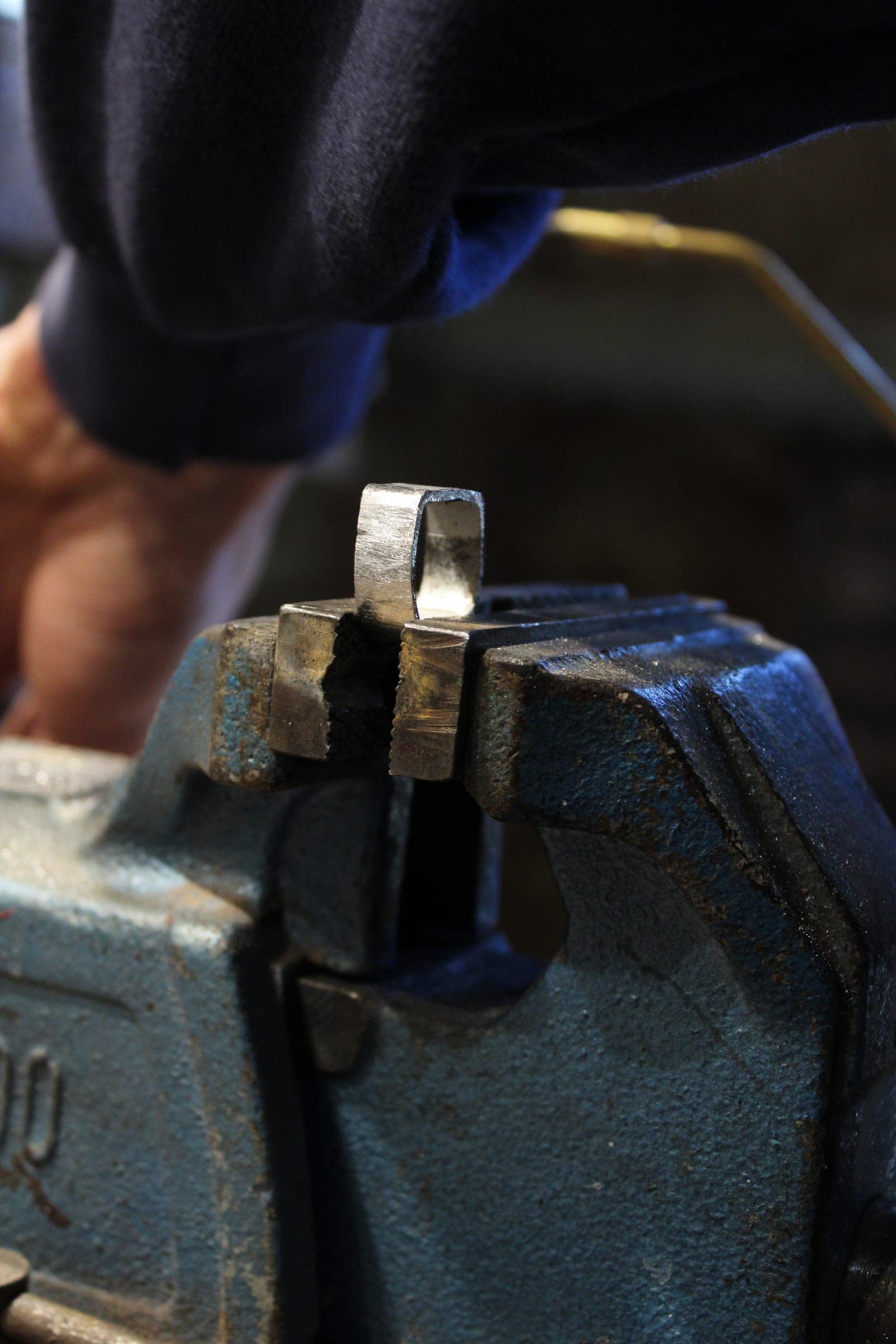 A piece held in the workbench vice, ready to be shaped
