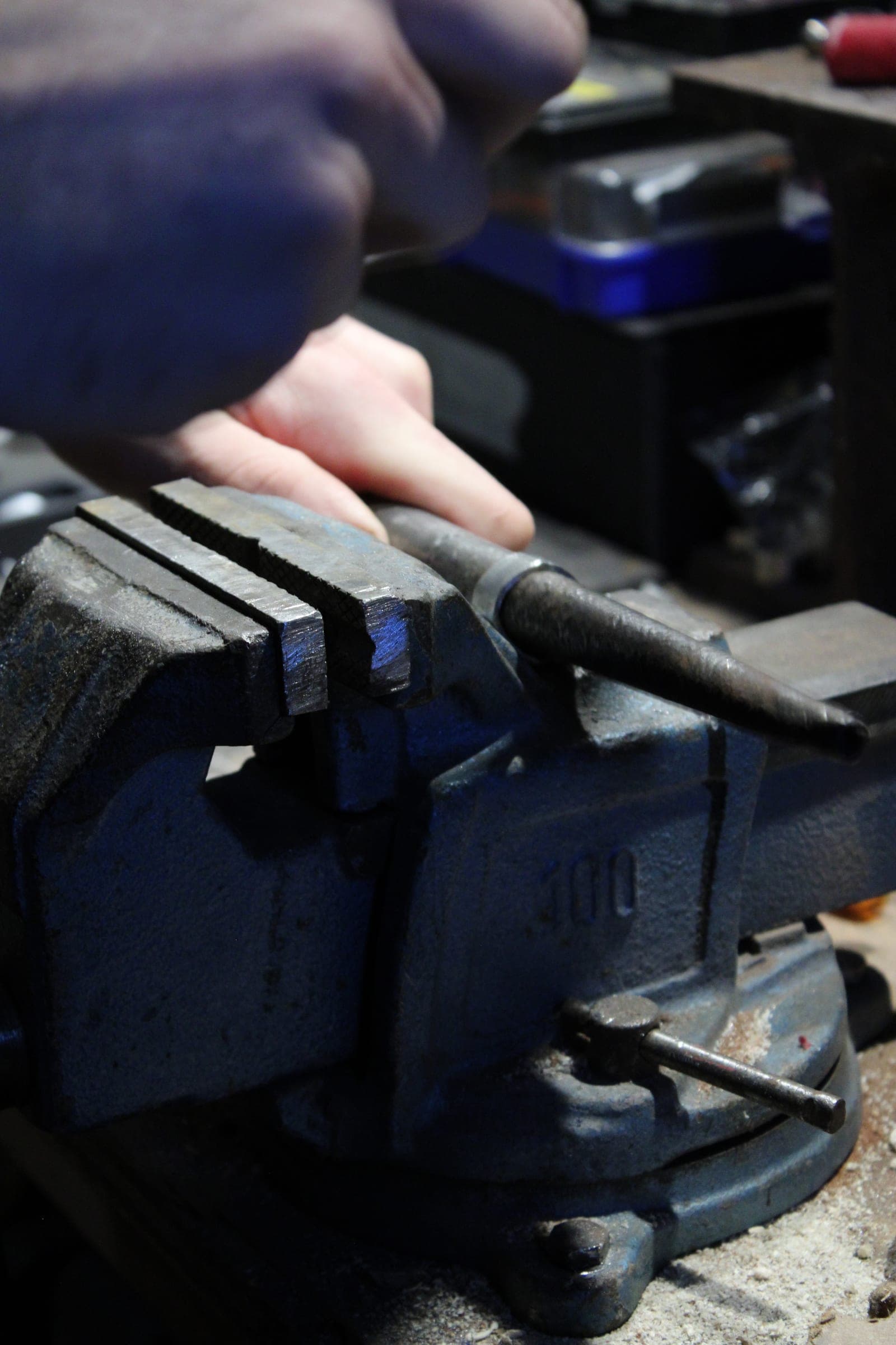 Close detail of tools and raw material in the atelier